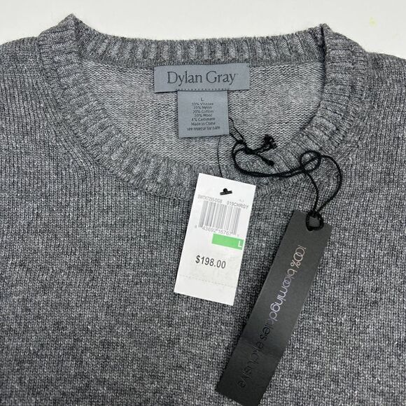 New Dylan Gray Men US L Large Crewneck Sweater Wool Cashmere Sweatshirt Pullover - Picture 5 of 10
